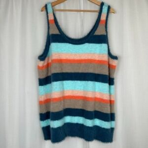 Torrid Womens Striped Sweater Tank Top 4X Multi Fuzzy Sleeveless Colorful Layers
